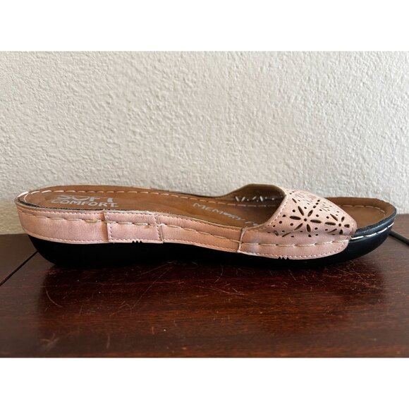 Soft Comfort Slide Sandals Womens 7.5 Pink Leather Memory Foam - Picture 8 of 13